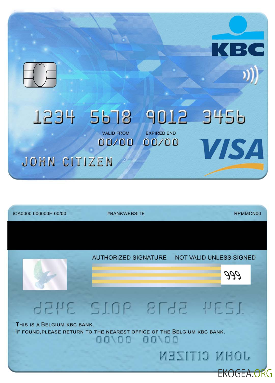 Carte visa bancaire KBC belge